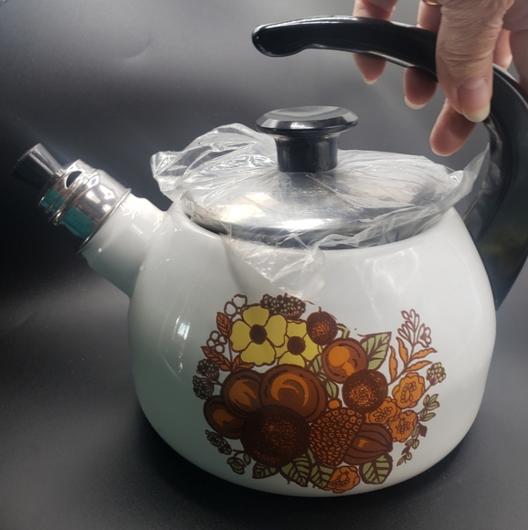 Vtg Tea Kettle With Whittle Fall Floral Design New Old Stock In Box - Picture 1 of 5